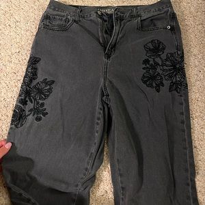 AE embroidered mom jeans